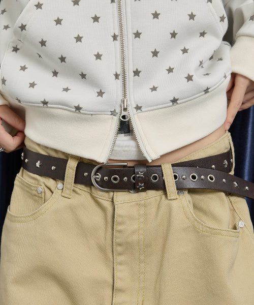 Stud Logo Belt BROWN