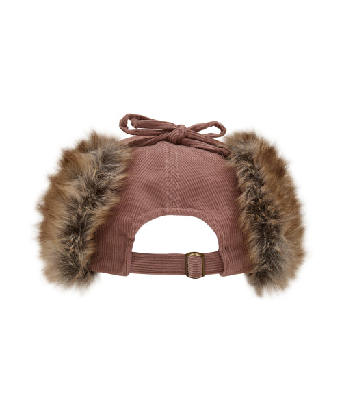 Corduroy Check Applique Trooper Cap PINK