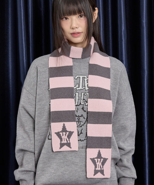 Stripe Star Muffler PINK