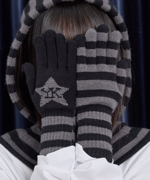Stripe Star Knit Gloves CHARCOAL