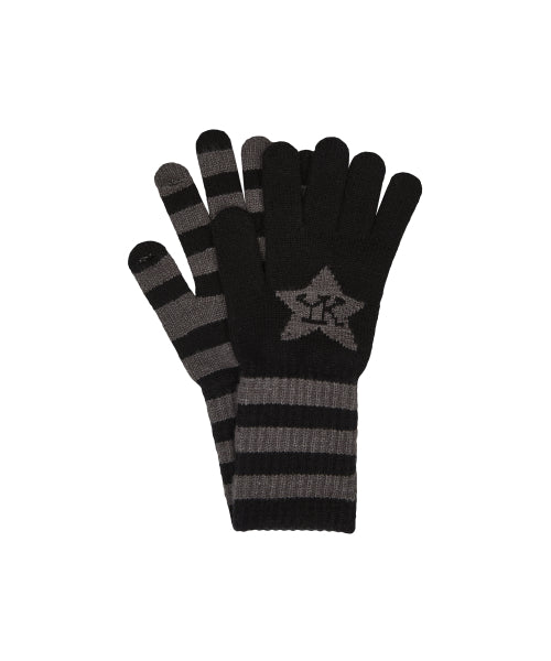 Stripe Star Knit Gloves CHARCOAL