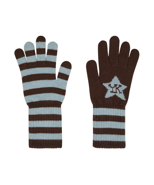 Stripe Star Knit Gloves SKYBLUE