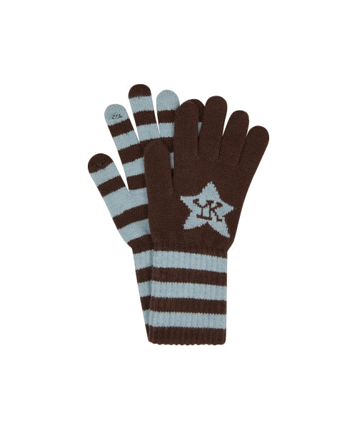 Stripe Star Knit Gloves SKYBLUE