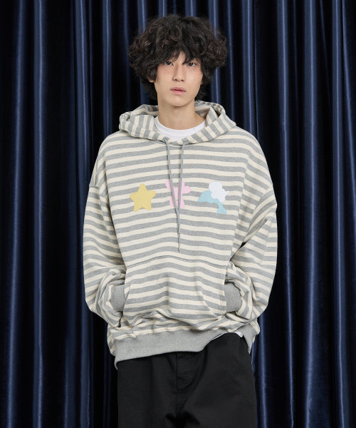 Spray Star Dolphin Hoody STRIPE GREY