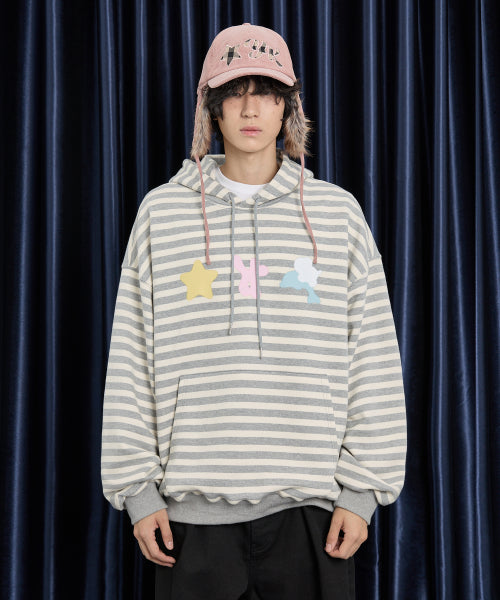 Spray Star Dolphin Hoody STRIPE GREY