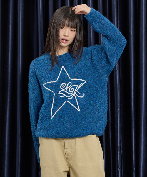 Star Line Boucle Knit BLUE