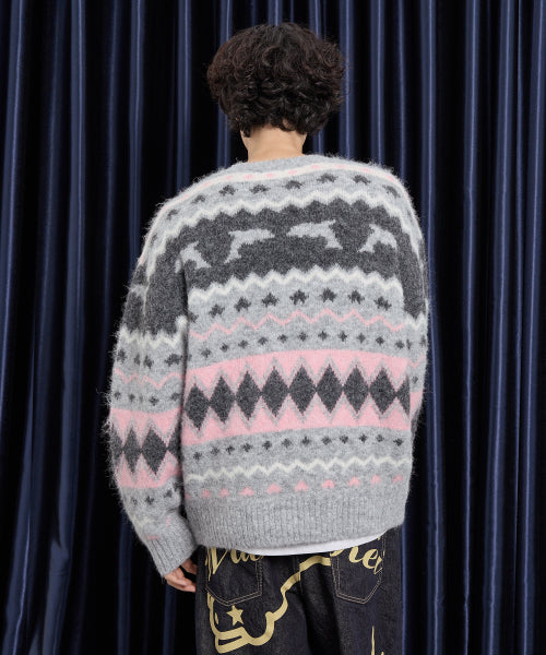 Dolphin Hairy Graphic Knit GREY