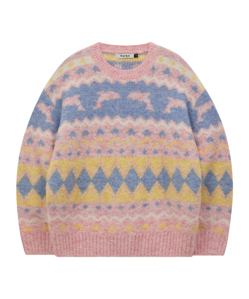 Dolphin Hairy Graphic Knit PINK