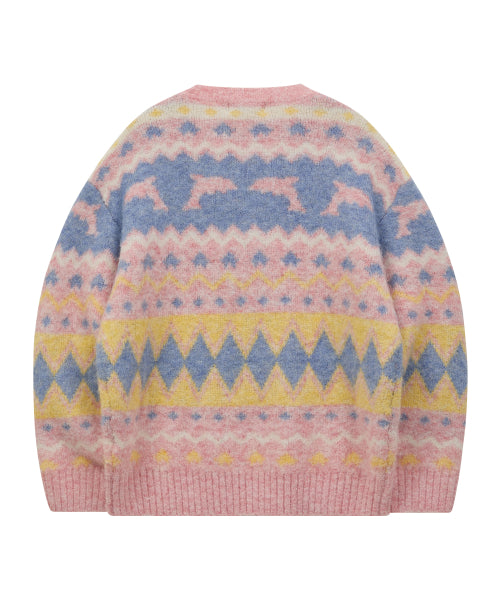 Dolphin Hairy Graphic Knit PINK