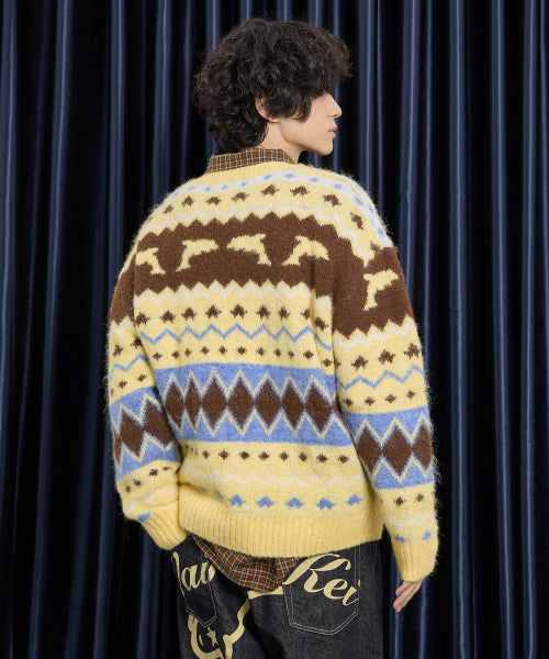 Dolphin Hairy Graphic Knit YELLOW