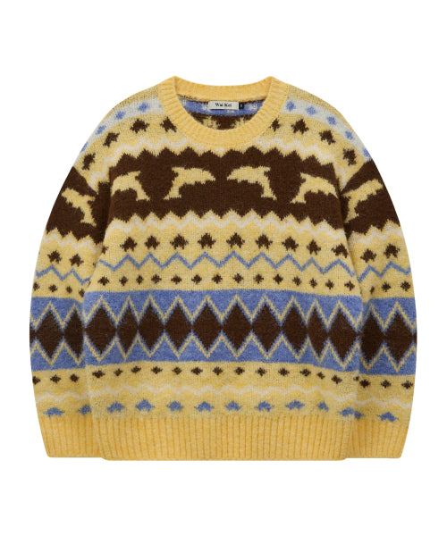 Dolphin Hairy Graphic Knit YELLOW
