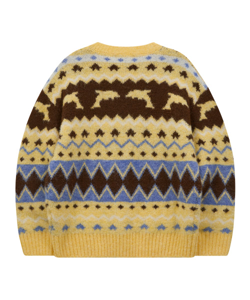 Dolphin Hairy Graphic Knit YELLOW