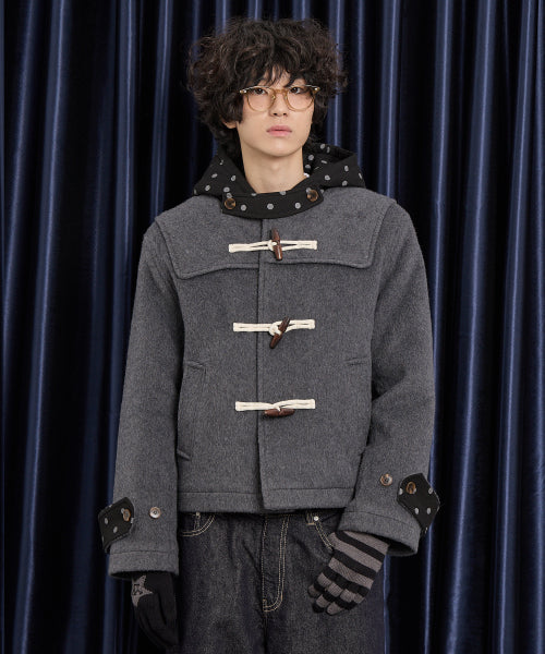 Dot Duffle Crop Coat CHARCOAL