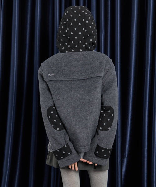 Dot Duffle Crop Coat CHARCOAL