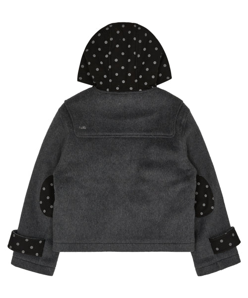Dot Duffle Crop Coat CHARCOAL