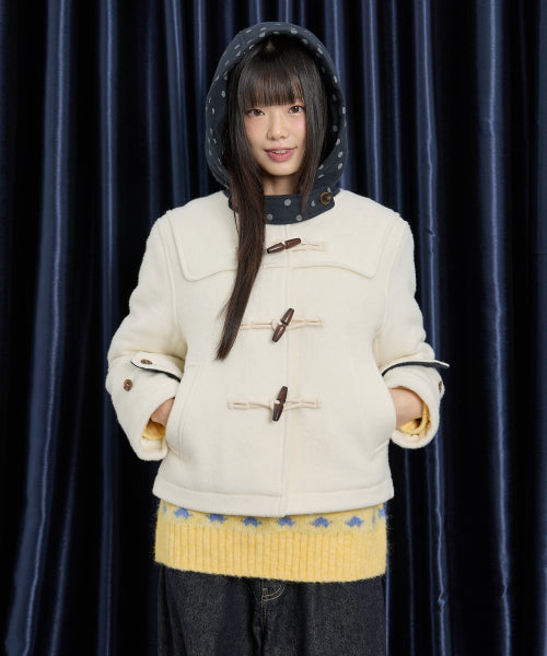 Dot Duffle Crop Coat IVORY