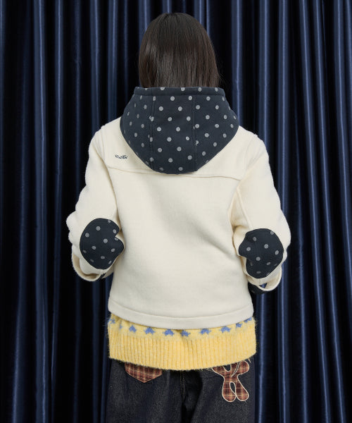 Dot Duffle Crop Coat IVORY