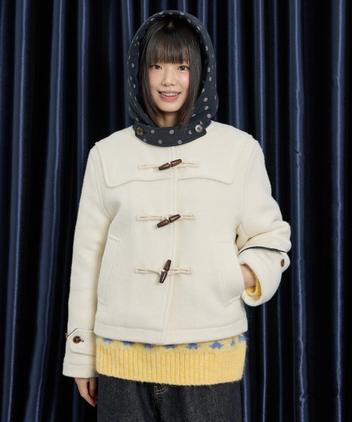Dot Duffle Crop Coat IVORY