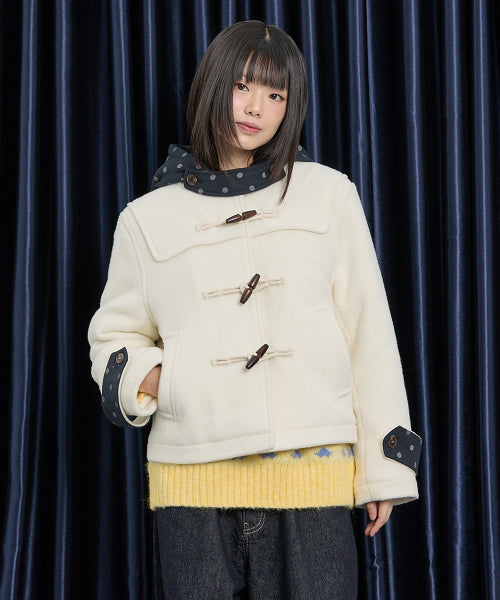 Dot Duffle Crop Coat IVORY
