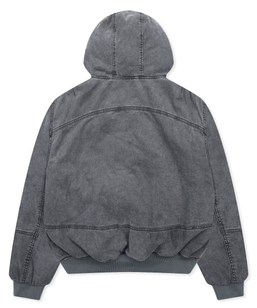 XJ130 Creud Washing Hooded Bomber Jacket (GRAY)