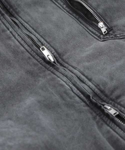 XJ130 Creud Washing Hooded Bomber Jacket (GRAY)