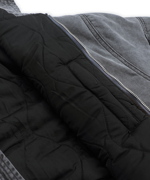 XJ130 Creud Washing Hooded Bomber Jacket (GRAY)