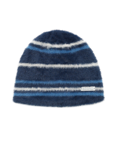 XTA095 Stripe Soft Hairy Beanie (BLUE)