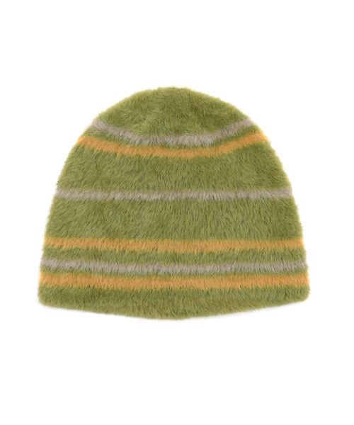 XTA095 Stripe Soft Hairy Beanie (KHAKI)