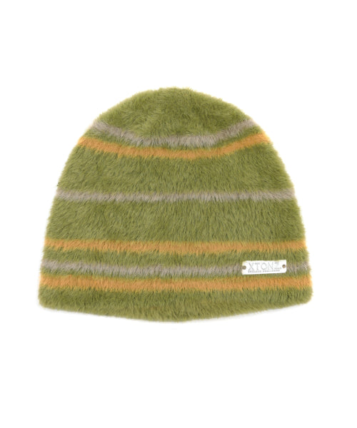 XTA095 Stripe Soft Hairy Beanie (KHAKI)