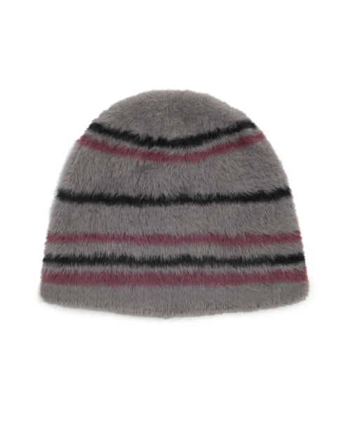 XTA095 Stripe Soft Hairy Beanie (GRAY)