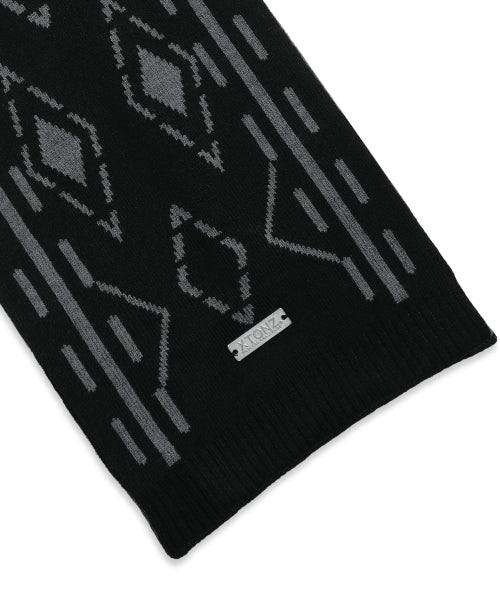 XTA096 Ethnic Two-Tone Reversible Muffler (BLACK/CHARCOAL)