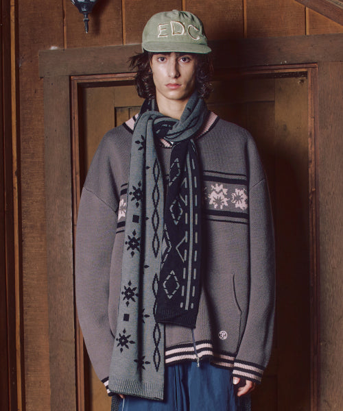 XTA096 Ethnic Two-Tone Reversible Muffler (BLACK/CHARCOAL)