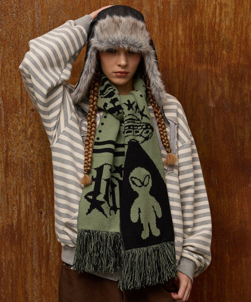 Reversible Alien Knit Muffler MINT