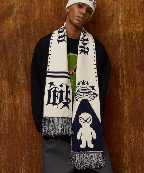 Reversible Alien Knit Muffler NAVY