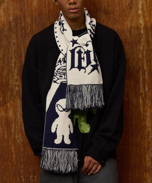 Reversible Alien Knit Muffler NAVY