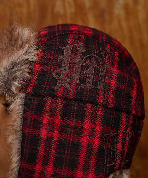 HD Fur Trooper Hat CHECK RED