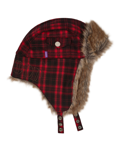 HD Fur Trooper Hat CHECK RED