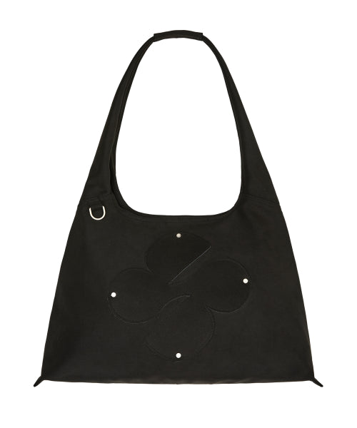Clover Logo Artificial Suede Shoulder Bag BLACK