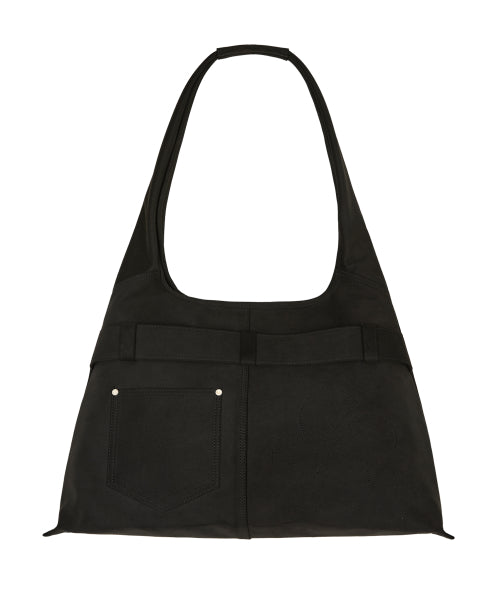 Clover Logo Artificial Suede Shoulder Bag BLACK