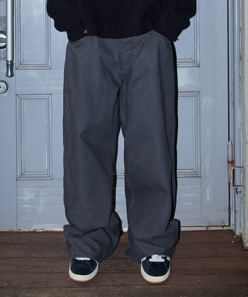 HD Chain Embroidery Cotton Pants CHARCOAL