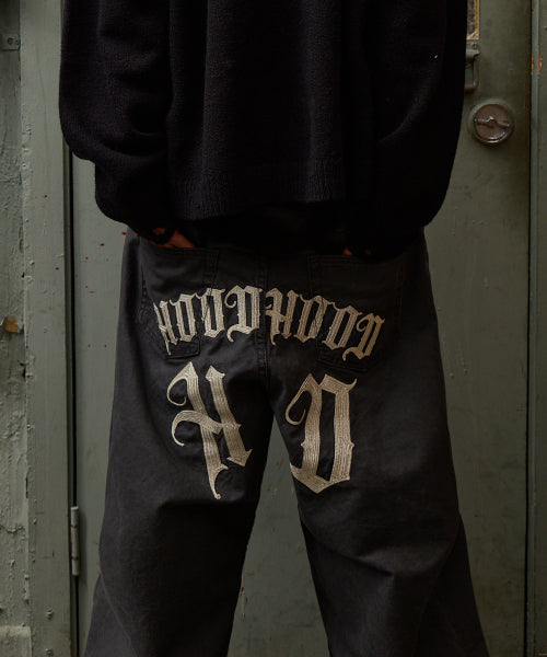 HD Chain Embroidery Cotton Pants CHARCOAL