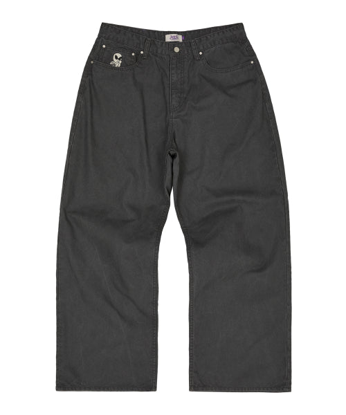 HD Chain Embroidery Cotton Pants CHARCOAL