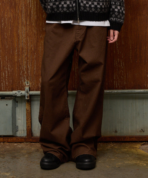 HD Chain Embroidery Cotton Pants BROWN