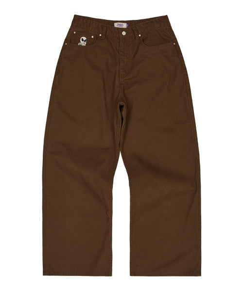 HD Chain Embroidery Cotton Pants BROWN