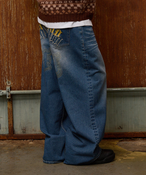 HD Multi Logo Denim Pants MEDIUM BLUE