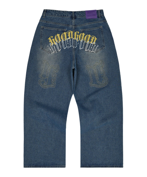 HD Multi Logo Denim Pants MEDIUM BLUE