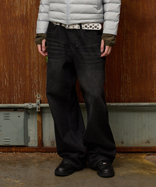NO STRESS Big Pocket Denim Pants BLACK