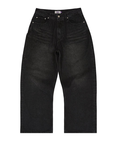 NO STRESS Big Pocket Denim Pants BLACK