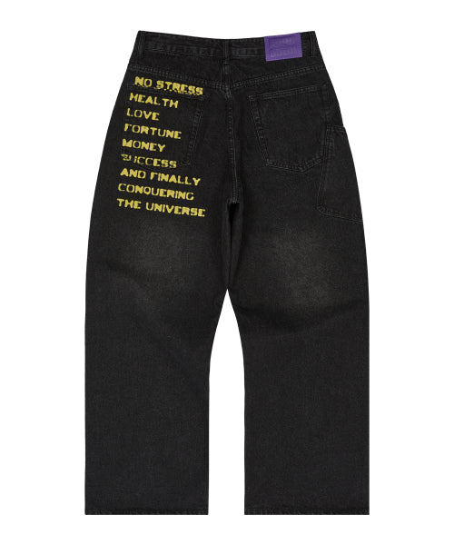 NO STRESS Big Pocket Denim Pants BLACK