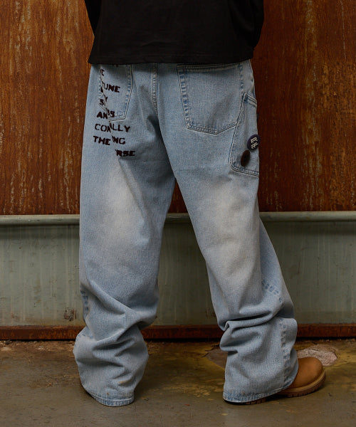 NO STRESS Big Pocket Denim Pants LIGHT BLUE